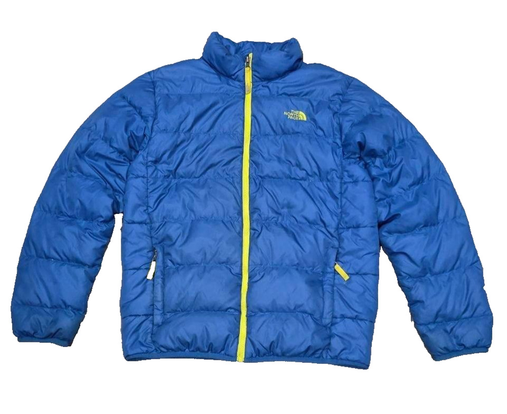 North Face Puffer Quilted down Jacket BOYS X-Large 550 Blue/Yellow A011191